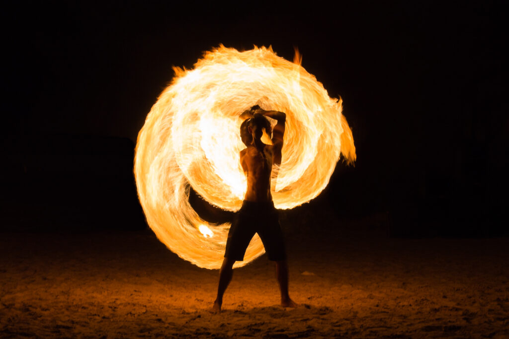 man,fire,show,on,the,beach,,koh,kood,(,kood